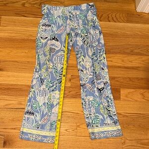 Lilly Pulitzer Blue and Green Leaf Print Pants